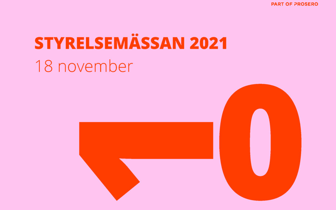 18 november står vi på Styrelsemässan 2021 i Uppsala.